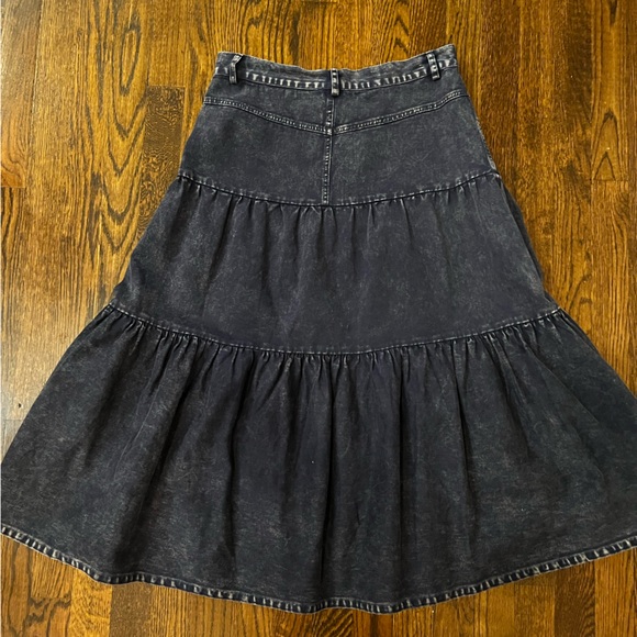 Othila- Anthropologie Navy Denim Midi Skirt - Picture 4 of 9